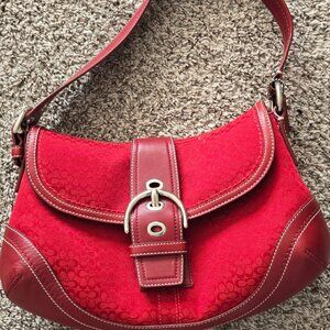 Coach Red Signature C Soho Hobo Bag
